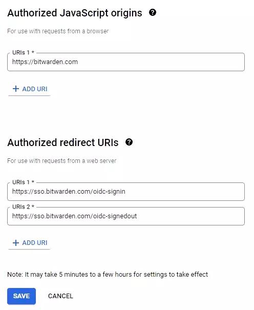 Configure OAuth client ID for Bitwarden endpoints.