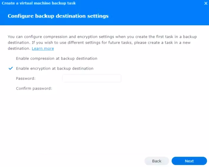 Create a virtual machine backup task.