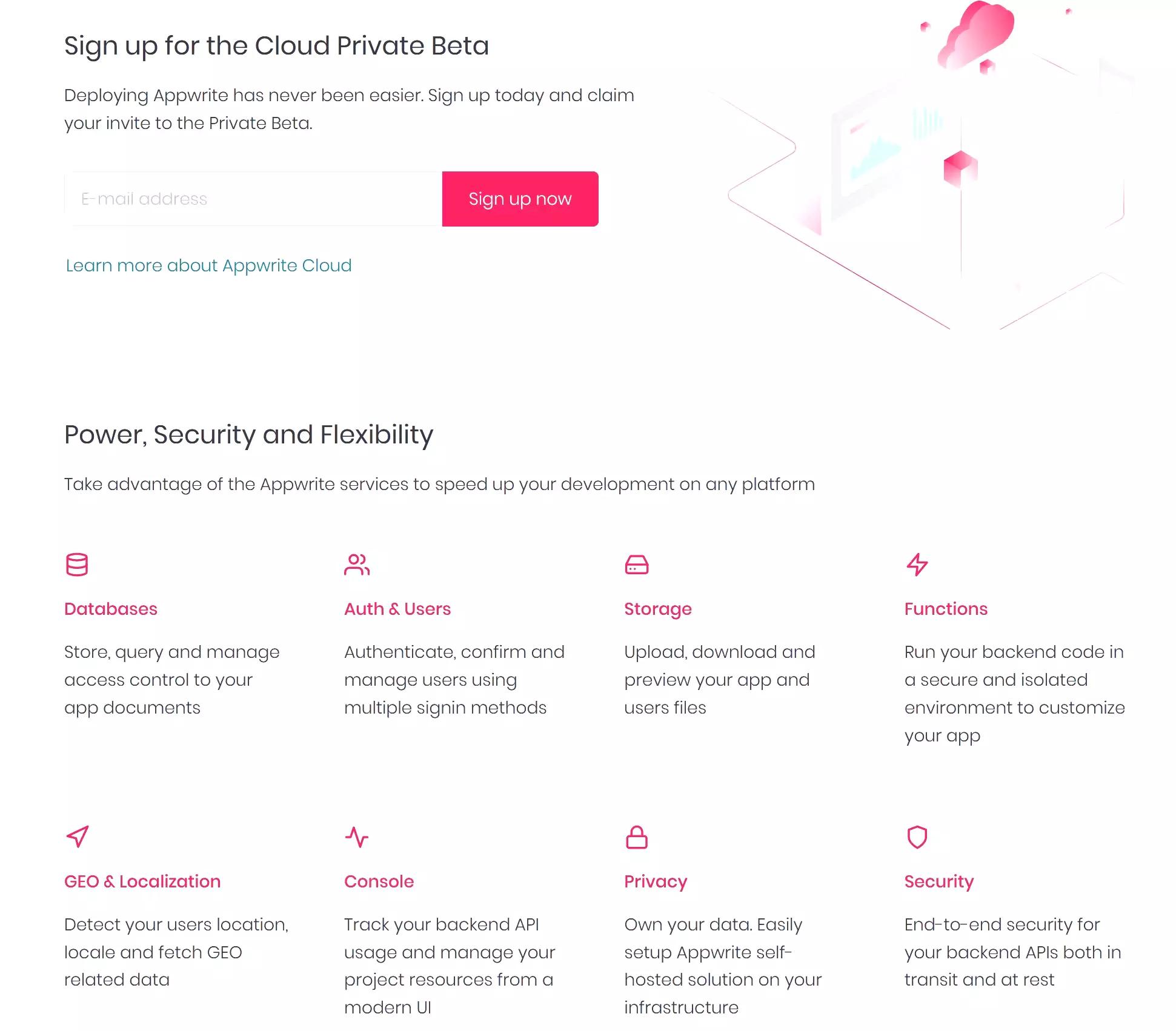 AppWrite's cloud is in private beta.