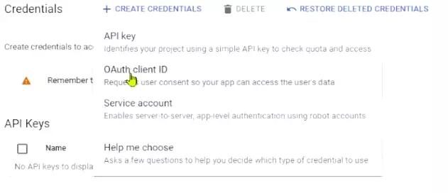 Navigate to OAuth Client ID dashboard.