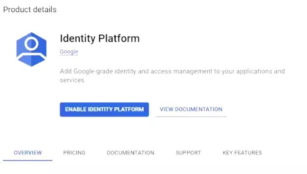 Enable Identity Platform API in GCP.