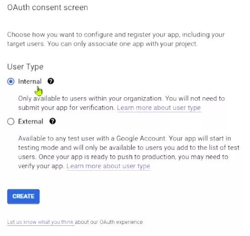 Create an internal OAuth consent screen in GCP.