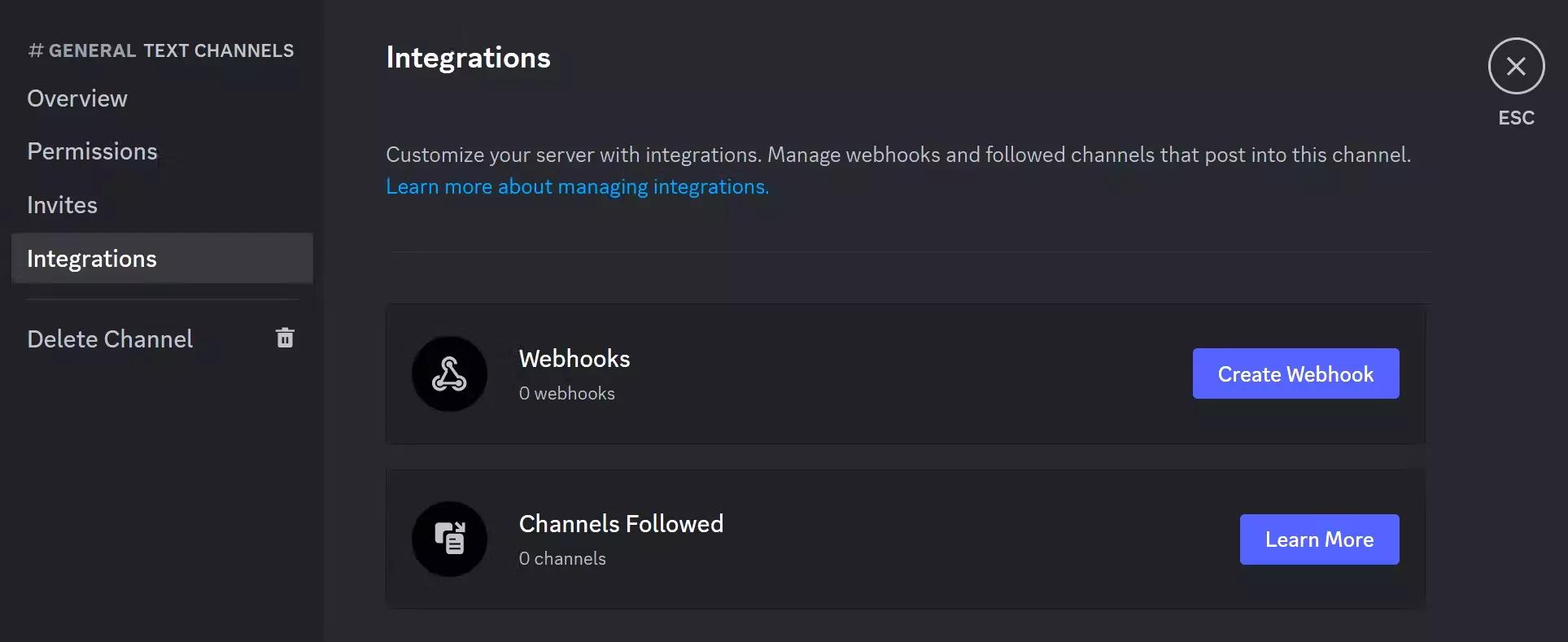 Integrate services with Discord via webhooks.