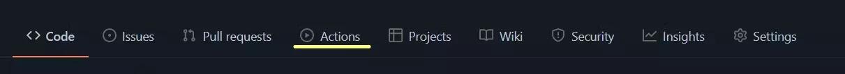 GitHub Actions tab.
