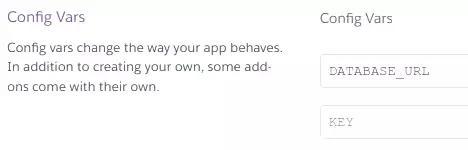 Heroku environment variables configuration.
