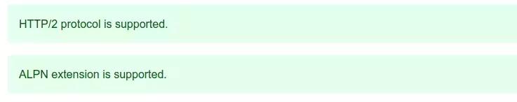 HTTP/2 and ALPN Test result.