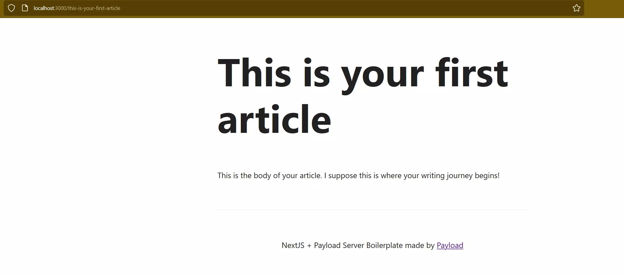 A new blog article successfully shows up on the front end.